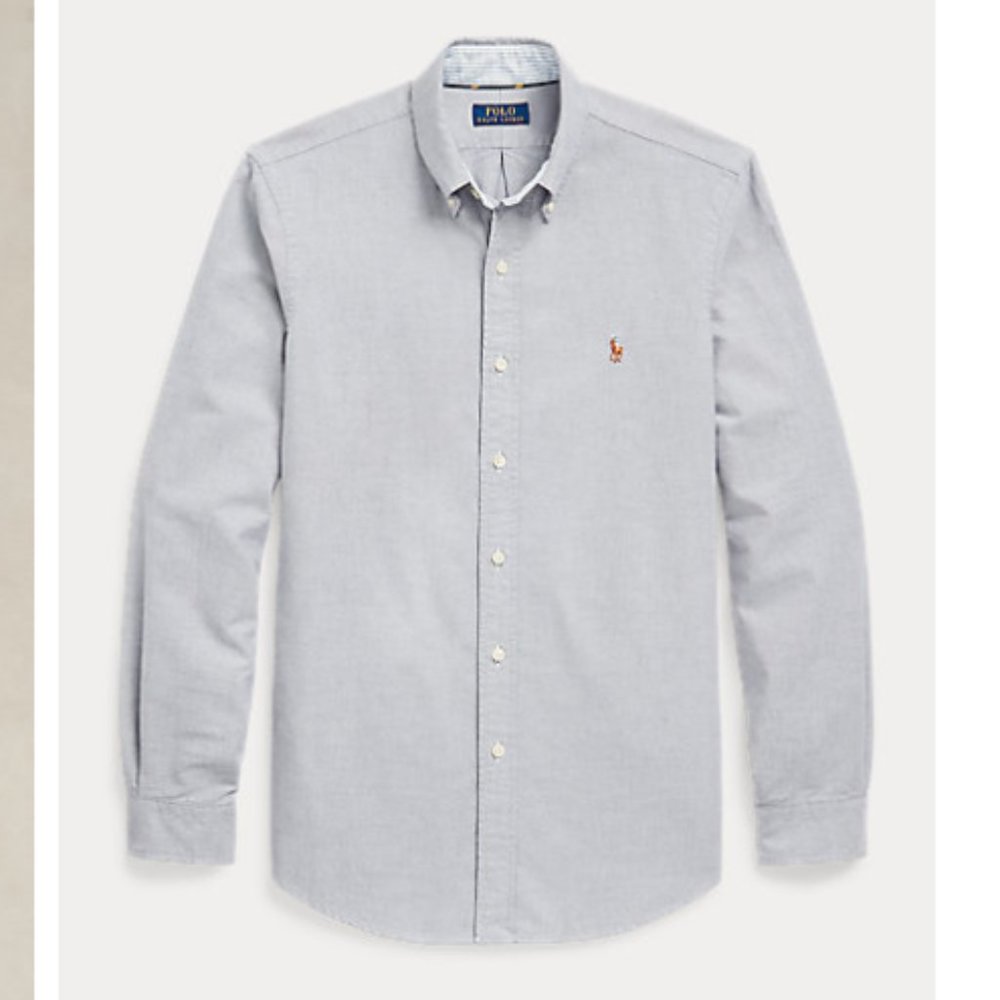 Ralph Lauren Men's The Iconic Cotton Oxford Shirt Button Down Cotton Top Slate S